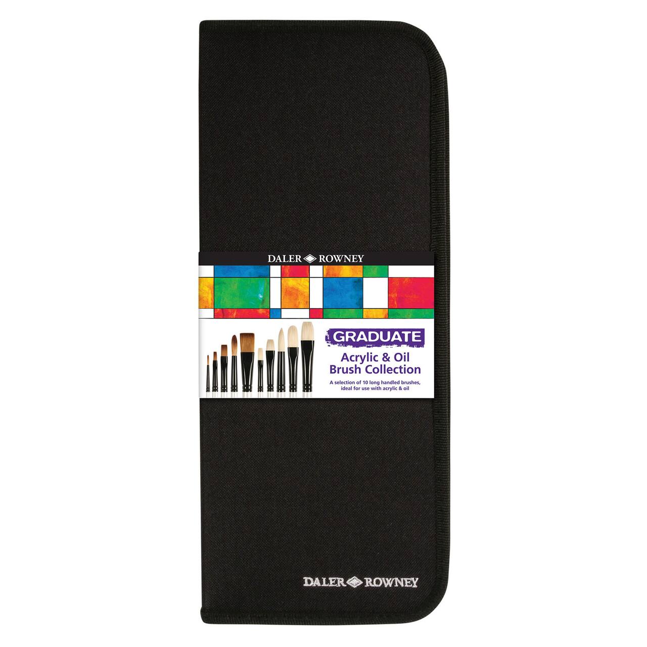 Daler‑Rowney® Graduate Artist's Long Handle Synthetic Paintbrushes Set with Zip Case